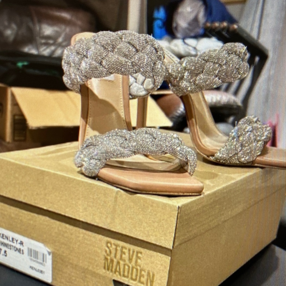 Steve Madden Silver Embellished Heels